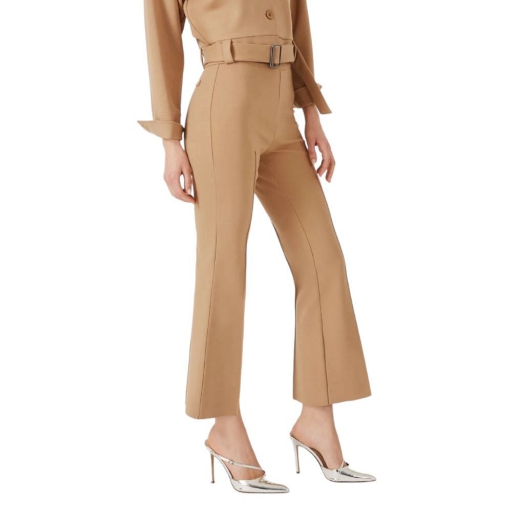 Grey/Ven Porterfield Crop Pintuck Flare Pants Desert Tan Size XS